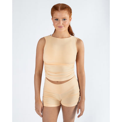 Pulse Collection Madison Gather Crop Singlet - Orange Sherbet