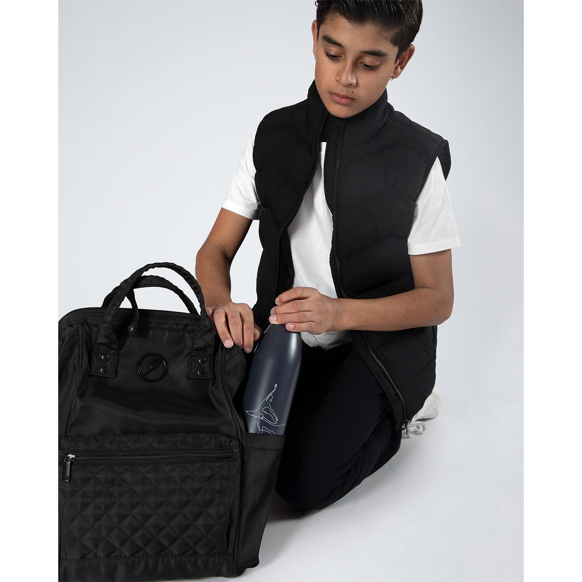 Nova Quilted Large Backpack - Black