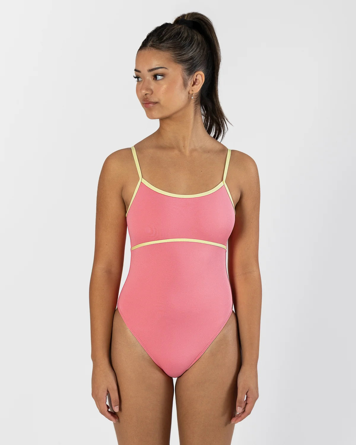 Pastel Collective Ariel Spliced Camisole Leotard | Coral