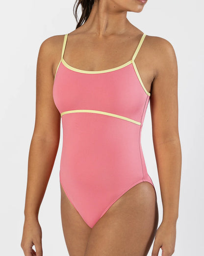 Pastel Collective Ariel Spliced Camisole Leotard | Coral