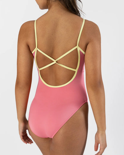 Pastel Collective Ariel Spliced Camisole Leotard | Coral