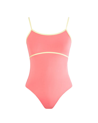 Pastel Collective Ariel Spliced Camisole Leotard | Coral