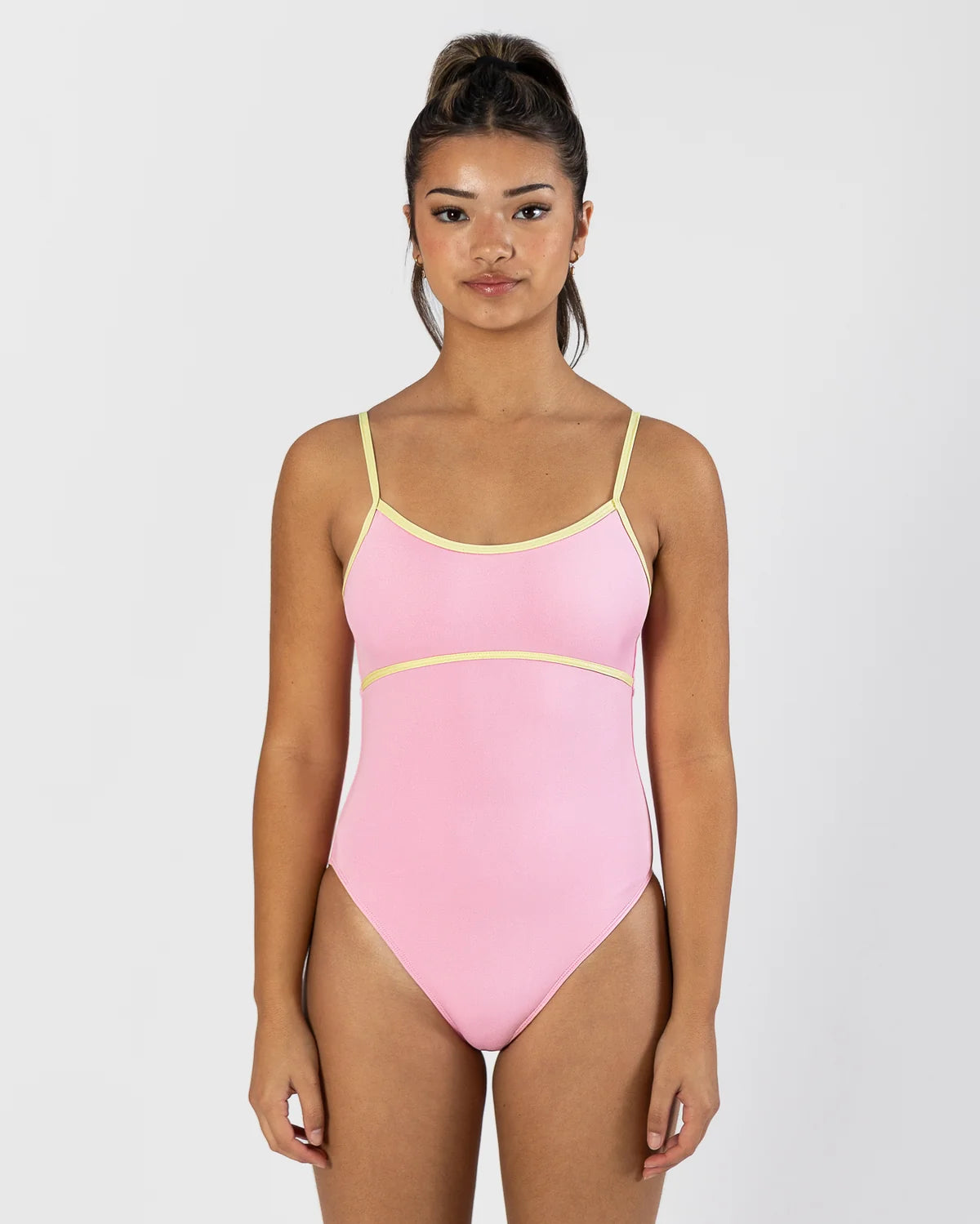 Pastel Collective Ariel Spliced Camisole Leotard | Petal Pink