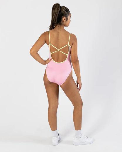 Pastel Collective Ariel Spliced Camisole Leotard | Petal Pink