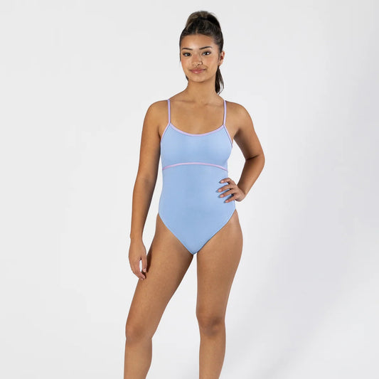 Pastel Collective Ariel Spliced Camisole Leotard | Powder Blue