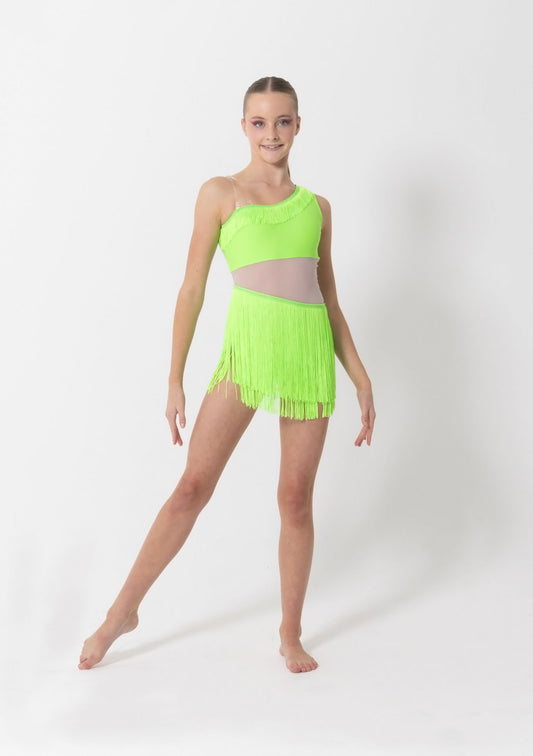 Sasha Neon Green Tassel Dress - Child