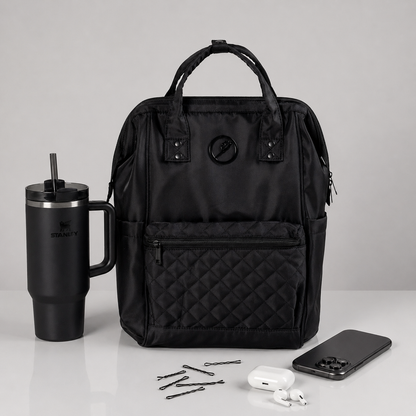 Nova Quilted Large Backpack - Black