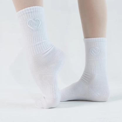 Claudia Dean World Crew Socks - White + White Logo